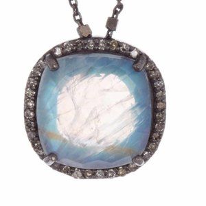 ADORNIA (A) Moonstone Diamond Halo Lara Necklace
